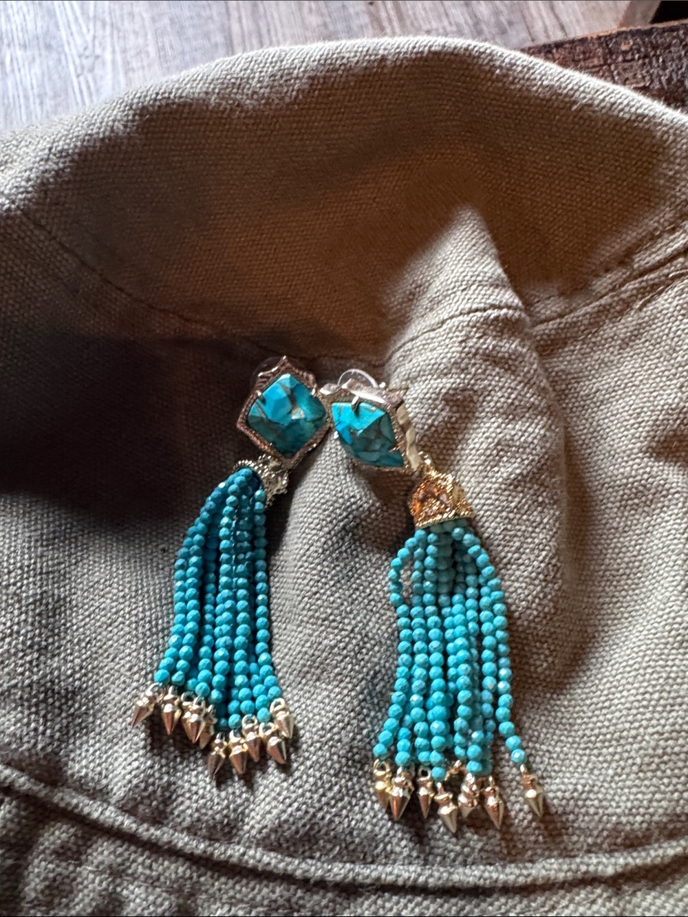 Kendra Scott Turquoise Beaded Tassel Drop Earrings